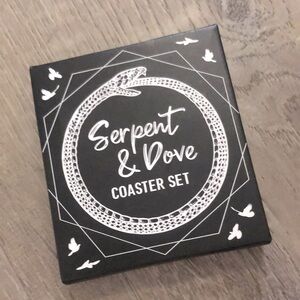 Fairyloot May 2021 Spellcraft Serpent & Dove inspired set of 4 foiled coasters